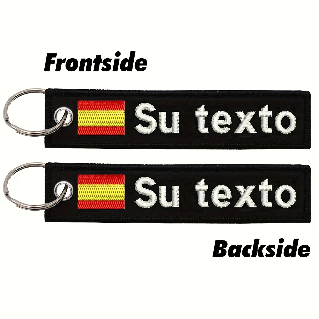 TEMU 1 Llavero bordado - Bordado de cara con y texto en español, anilla de metal duradera, colores brillantes, regalos adecuados, artículos