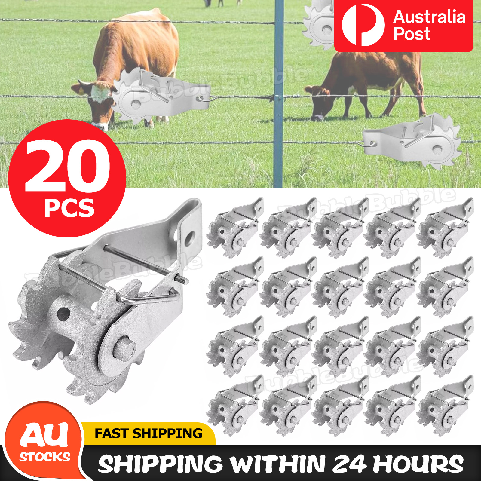 TEMU 20pcs Electric Fence Wire Strainer, 6pcs Heavy Duty Inline Wire Tensioner, Wire Ratchet Tensioner For Electric Fence, Farm Fence Bubbleglobal