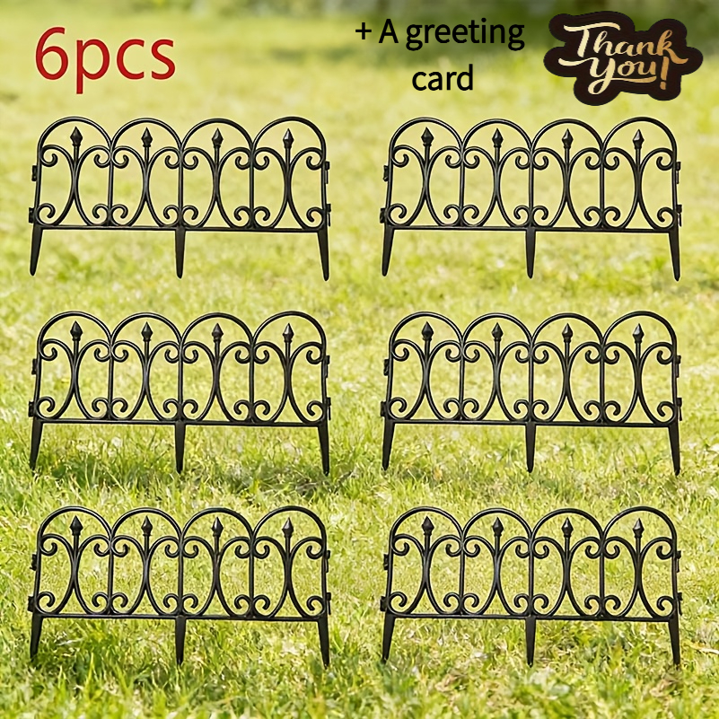 TEMU 6 Decorative Garden Fence Grids And Boundaries, Heavy-duty Plastic Outdoor Landscape Grid With Decorative Finish, Suitable For Outdoor