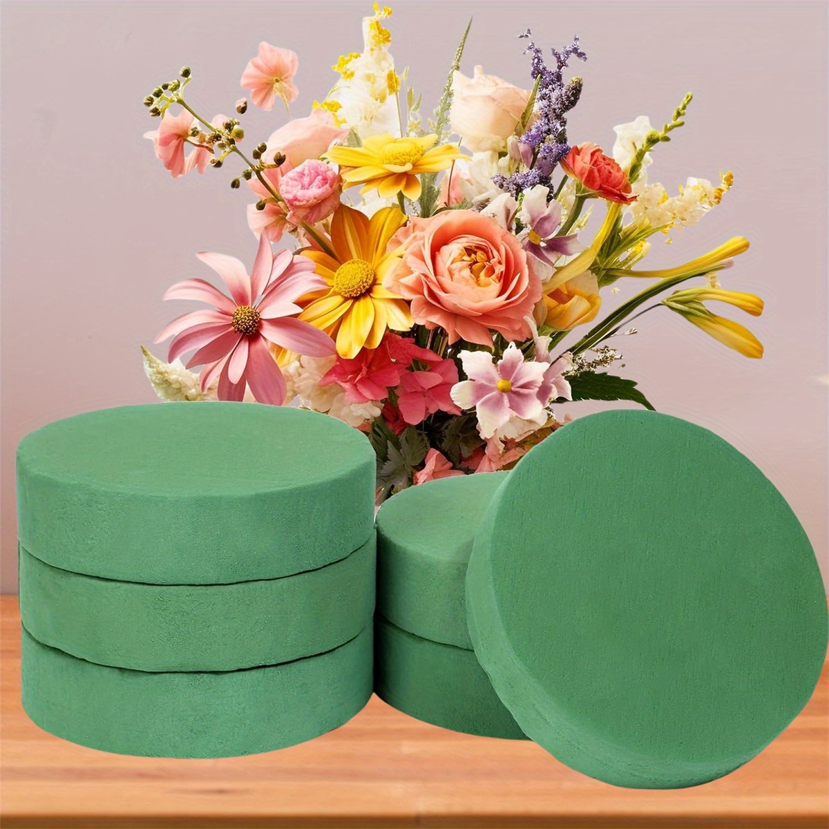 Lot 4 Mousses Florales Rondes TAFACE - Humide Et Sèche Pour Bouquets Et Arrangements