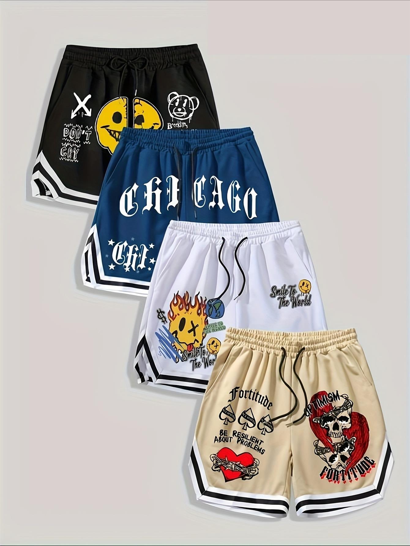 one item assorted colors   mens stylish sports shorts with letter prints ideal for basketball and casual outdoor activities