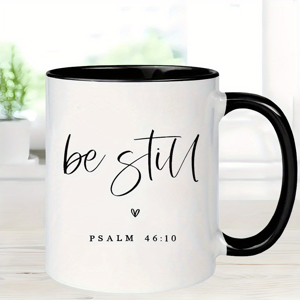 TEMU Ceramic Coffee Mug - 11oz White Double-sided Print With , Inspirational Bible Verse Design, Perfect Christian Gift For & Colleagues, Ideal For
