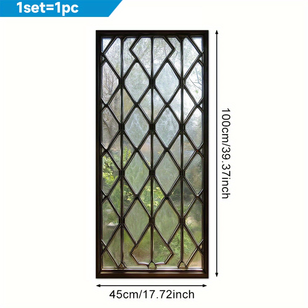 TEMU 1 film adhésif en PVC pour vitre avec motif en verre à motif diamant 2D, 45X100Cm. Amovible, réutilisable, offre une certaine intimité, facile à