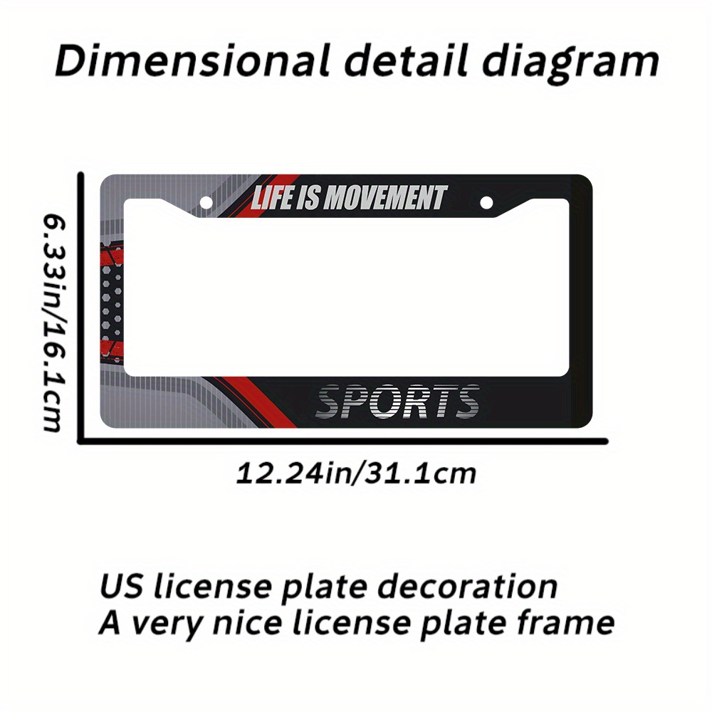 TEMU [] Cadre de plaque d'immatriculation plat 2D en aluminium - Support de plaque d'immatriculation de voiture durable et étanche, convient aux