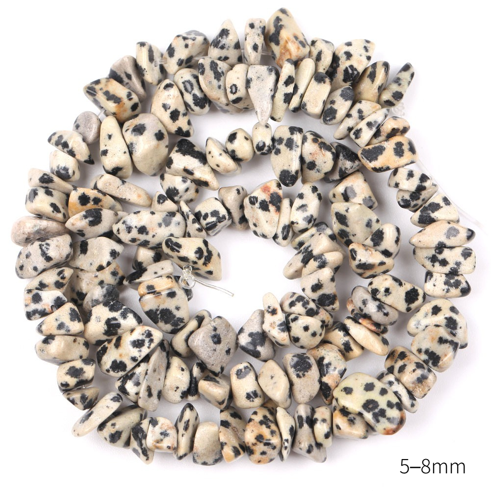 TEMU Natural Dalmation Jasper Stone Beads - Irregular Suitable For Jewelry Making, 3mm/5mm/8mm Loose Spacer Beads With Dalmatian Patterns, Diy Crafts