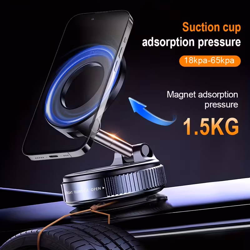 4pcs set - magnetic phone holder with suction cup - 1 holder, 1 , 1 cleaning cloth, and 1 rubber pad - n52 strong magnet, 360° rotatable adjustable holder, suitable for car dashboards and desktops, universal for iphone/ magnetic grip, magnetic phone holder for home, office, kitchen, and travel details 3