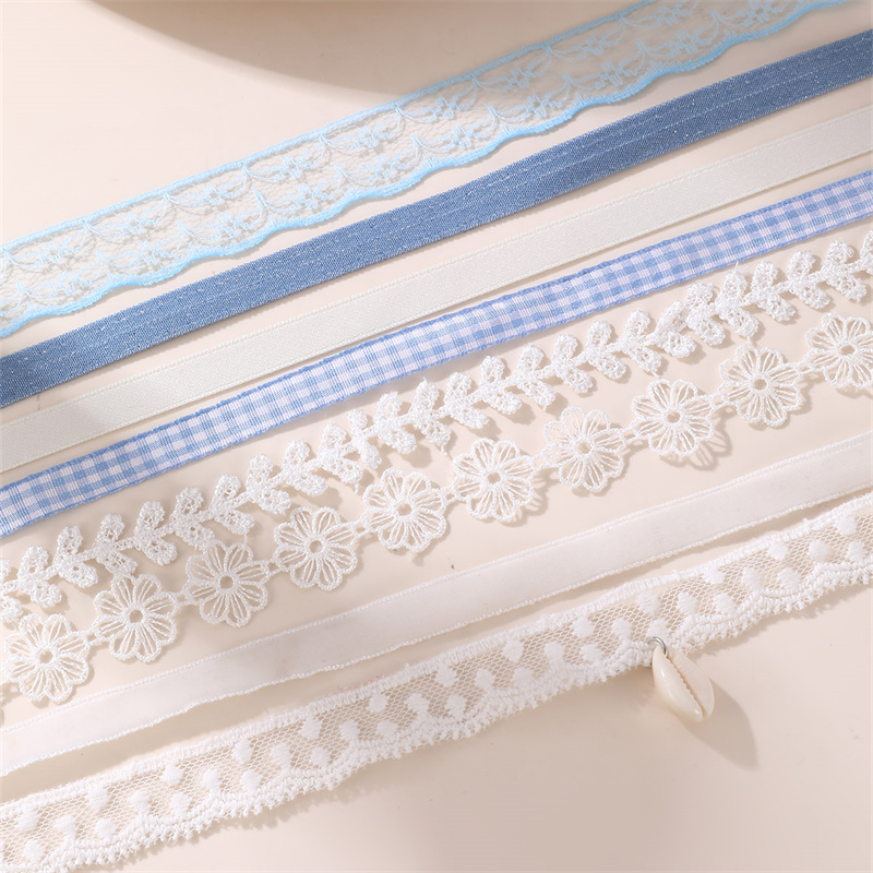 8pcs Elegant Lace Flower Choker Necklace Set