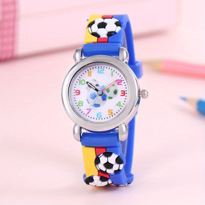 New Fashionable Colorful Cartoon Soccer Student 's Watch