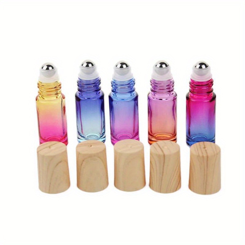 TEMU 3 piezas/paquete de botellas de vidrio con de rodillo vacías, color aleatorio con de metal, contenedor degradado, adecuado para botellas de