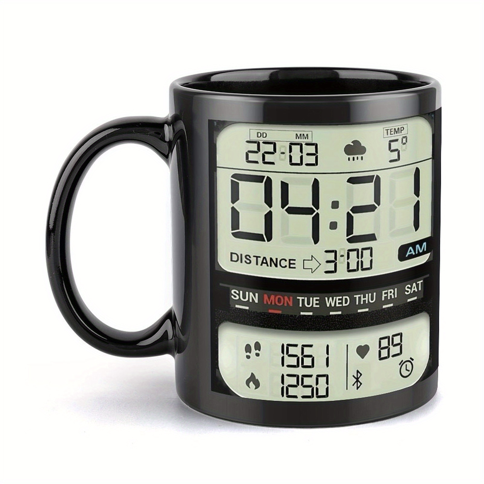 TEMU -ounce Ceramic Coffee Cup Featuring Weather Display And A Heart Rate Monitor For Tracking Distance, Perfect For Lovers