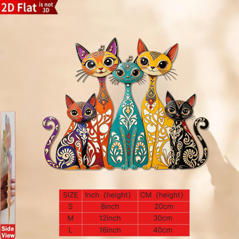 TEMU 2d Flat, 1pc 2d Flat 1pc Vintage Elegant Metal Cat Wall Art Hanging Ornament, Suitable For Home, Garden, Courtyard, Indoor/outdoor, Birthday,