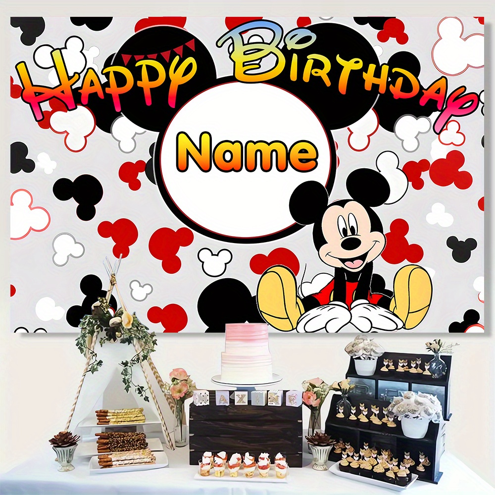 

Custom Mouse Birthday Backdrop - Personalized Name Polyester Party Banner, Vibrant , Ideal For Classroom, Office, Photo Booths & Birthday Celebrations, Birthday Party Decorations