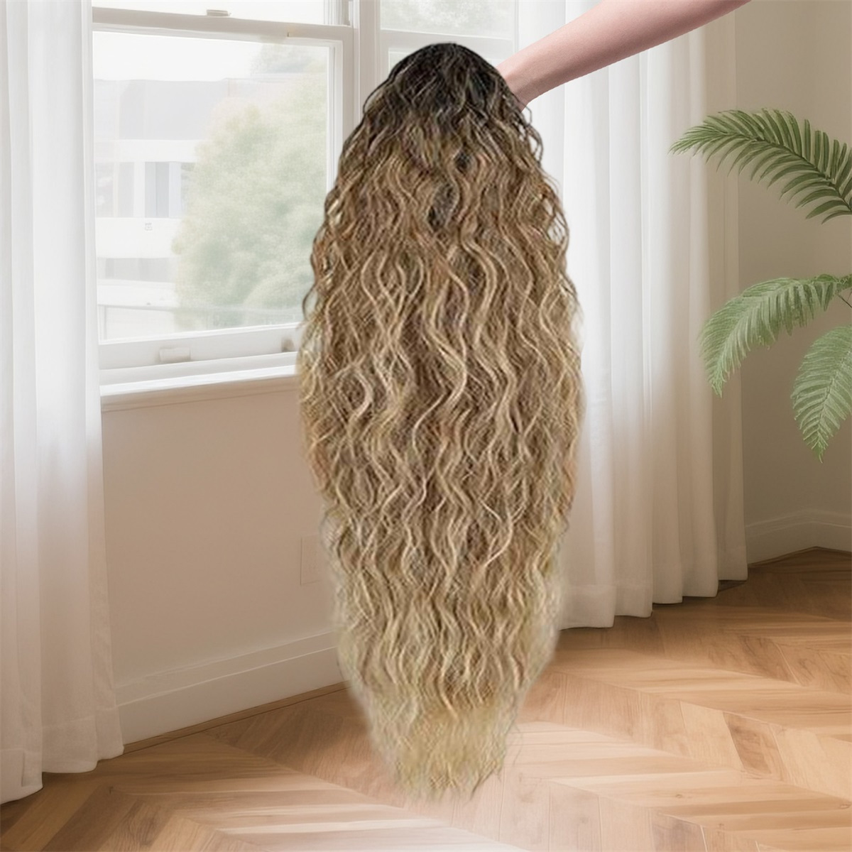 clip-in long wavy ponytail hair extensions for women - natural looking curly pony tail with volume & length,  -on hairpiece wig for parties, weddings, everyday use (no damage,  ) details 2
