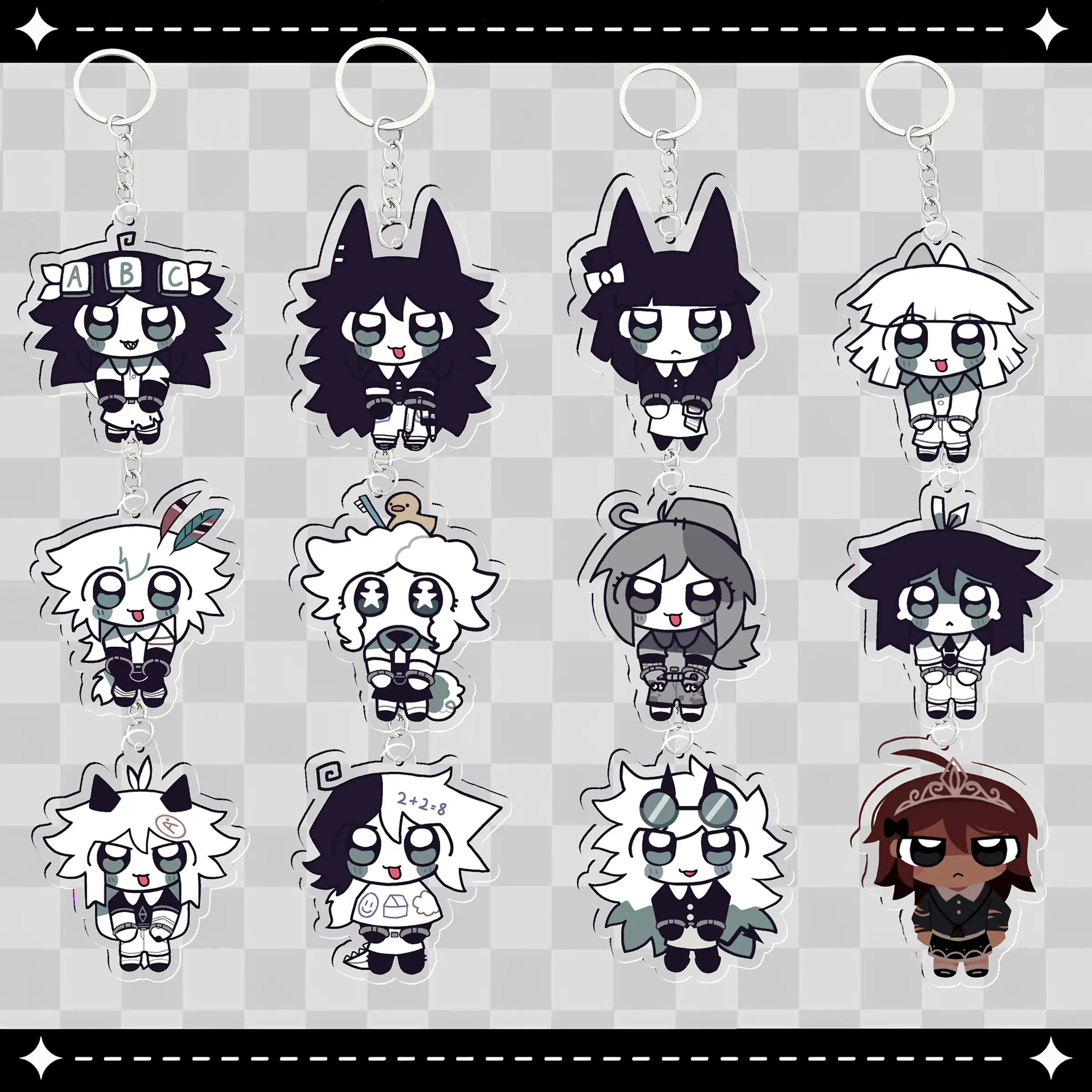 TEMU 2d Flat - 2d Plane Acrylic Keychain Additions, 12 Paper Education Acrylic Keychain Pendants