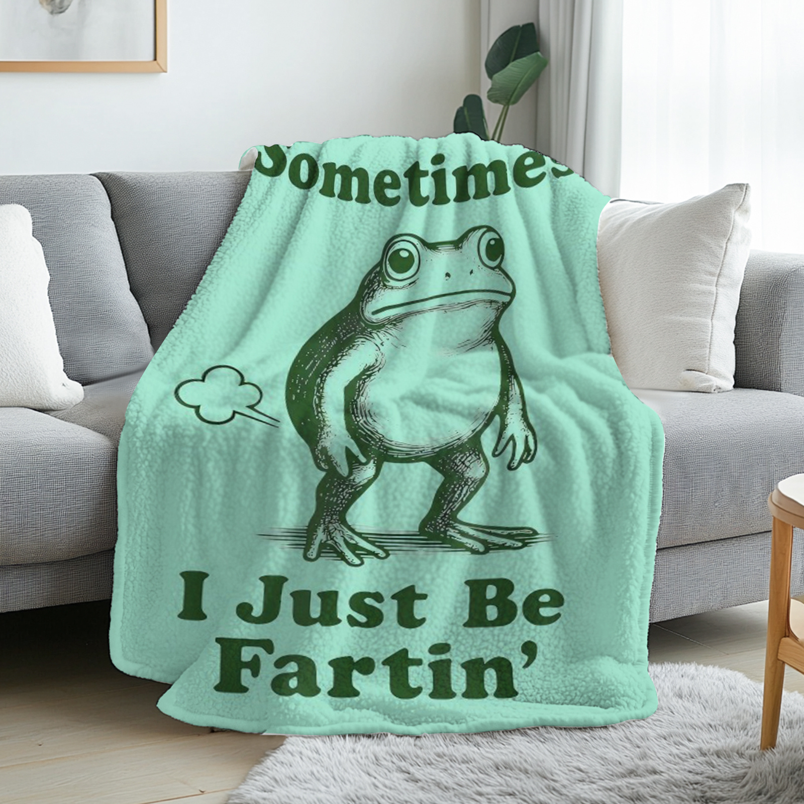 TEMU [sxiuuz]1pcs, I Frog Flannel Blanket, Soft, Warm, Humorous Print Pattern, Suitable For Sofa, Living Room, Use, Halloween, Christmas, Room Decor,