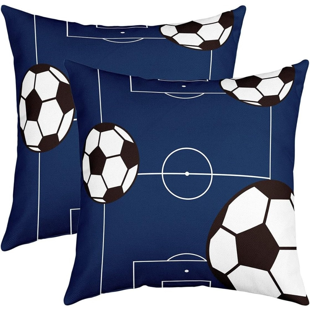 TEMU Housses de coussin 2D plates - Ensemble de pièces avec motif de terrain de football 2D, disponibles en plusieurs tailles, avec impression plate