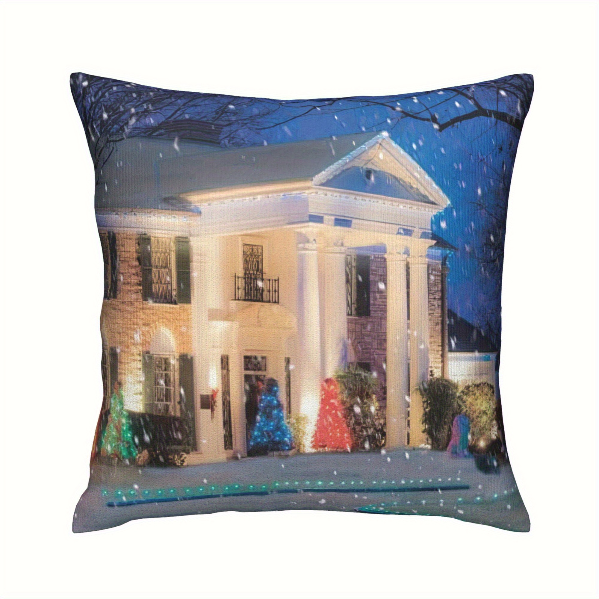 TEMU 1pc Pillow Cover In Snow, Double-sided Printed, Iconic 90s , Soft Polyester Plush Pillowcase With Zipper Closure, Machine Washable, Soft And