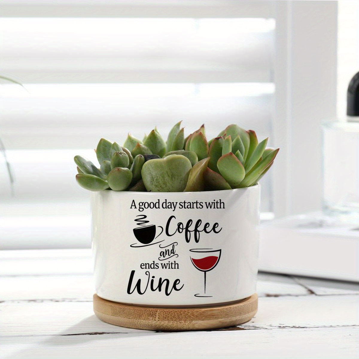 TEMU Vase en Céramique Adapté pour Café, Vin & Plantes - Pot de Jardinière Intérieur/Extérieur avec Trou de Drainage, Vase Élégant pour Décoration