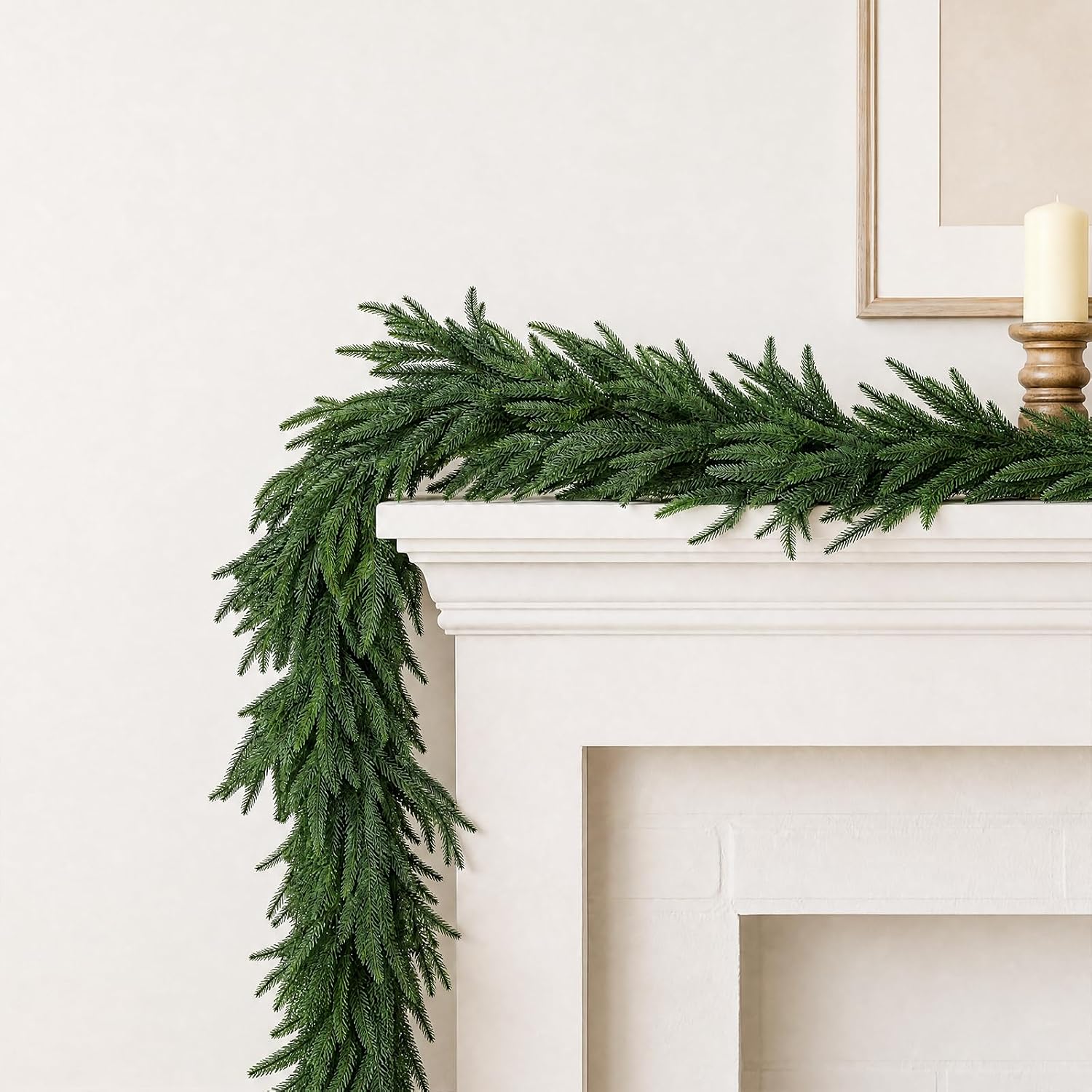 TEMU Artificial Touch Christmas Cedar Wreath/ Norfolk Vine, 1pc 180cm Dense And Realistic Plant, Perfect For Decorating Fireplaces And Indoor/outdoor