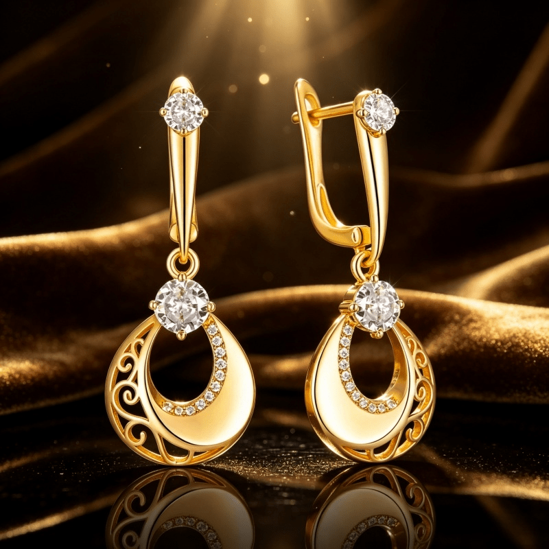 Women's Exquisite Synthetic Zirconia Round Drop Hoop Earrings