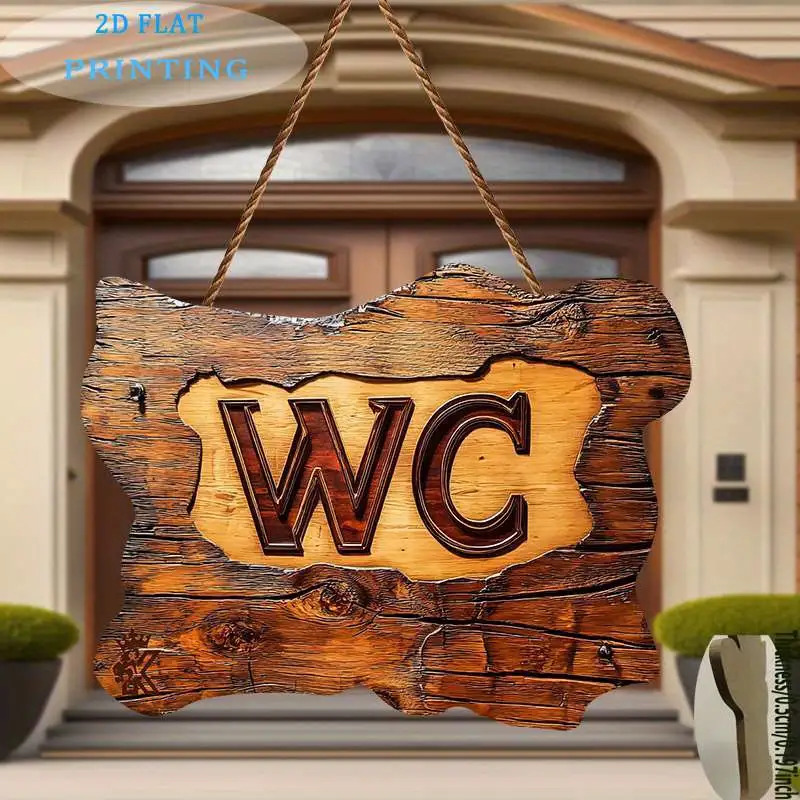 TEMU Panneau "Toilettes" en bois vintage, plat 2D, 1 pièce, décoration murale et décoration d'intérieur, pour intérieur/extérieur, polyvalent pour de