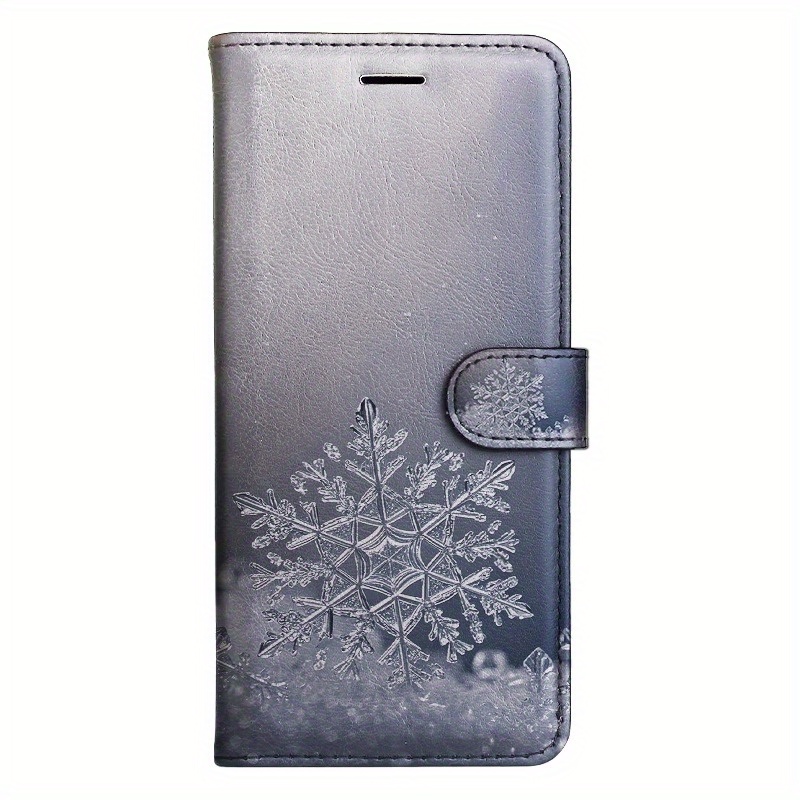 TEMU Phone Case - Snowflake Magnetic Flip Wallet Case With Card Holder Stand Suitable For Redmi Note 7 7s 8 10t 11 11se 12r 11t 12s 12 12t 13 13r 14