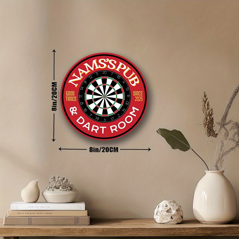 TEMU 1pc Personalized Round Aluminum Sign - Customizable Text & Dartboard Design Since 2025 - High-quality 8x8 Inch (20x20cm) Indoor/outdoor Wall Art