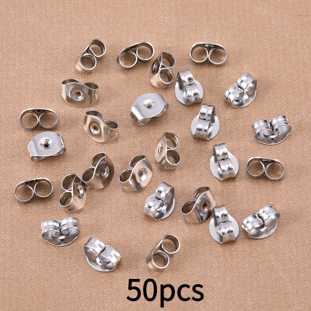 10/50/100pcs Universal Auricular Needle Plug Earrings Closure Stud Earrings Holder Universal Earrings Accessories Stainless Steel Material