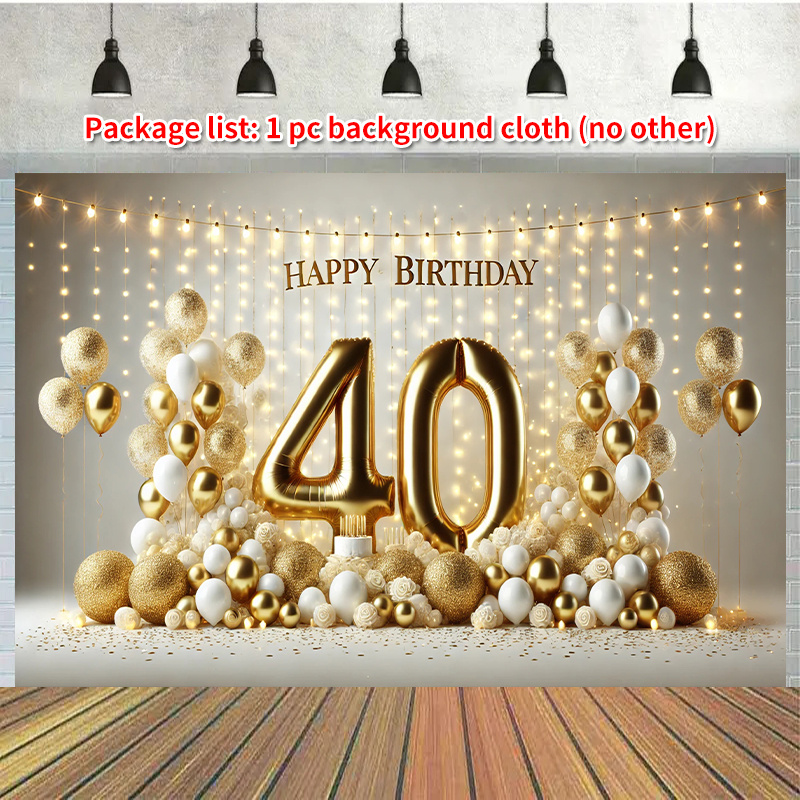 

1pc Polyester Happy 40th Birthday Backdrop, 100% Polyester Photography Banner, Universal Holiday & Seasonal Party Decor, Wall Hanging Sign For Home, Garden, Yard Anniversary & Photo Booth Props