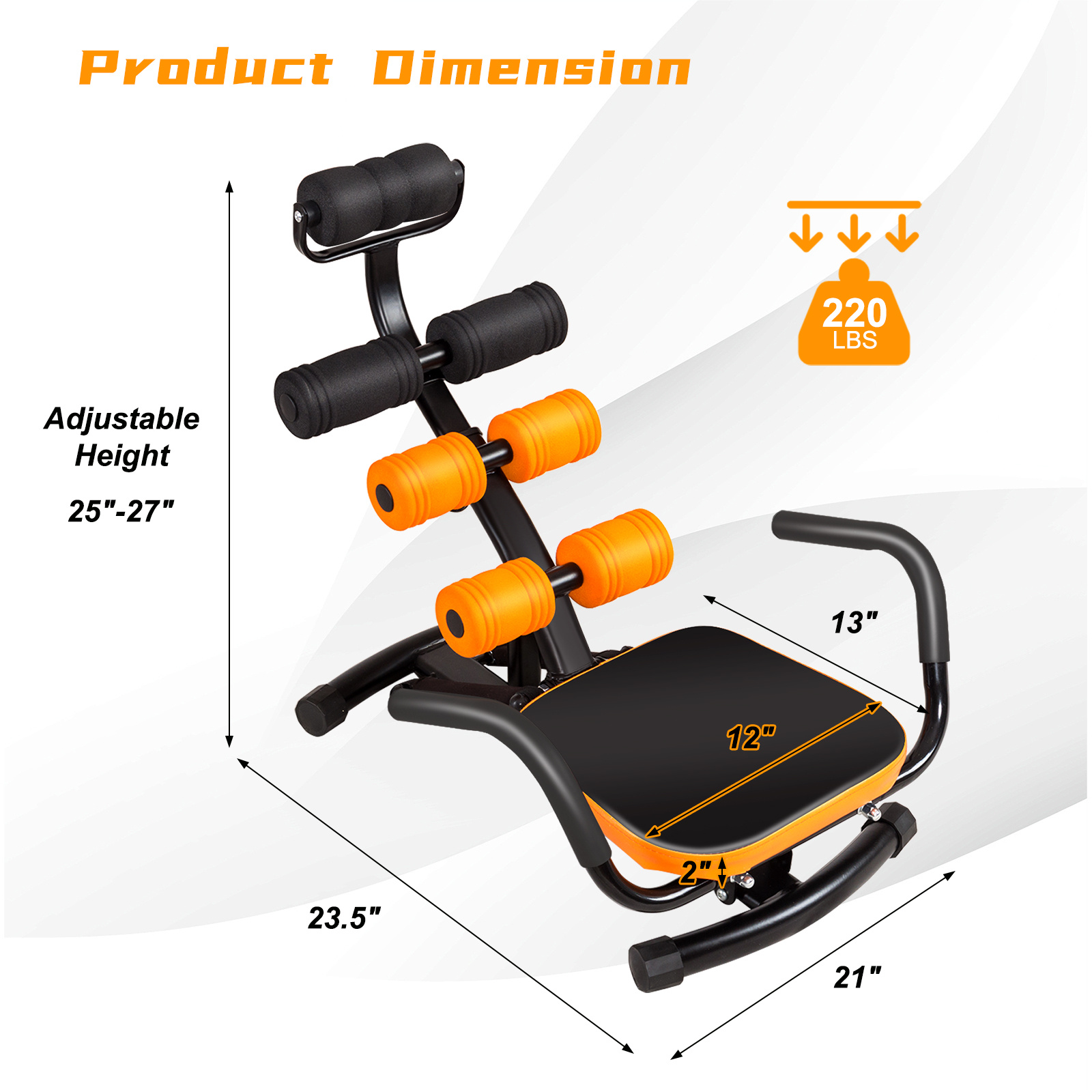 abdominal core rocket exerciser twister trainer adjustable incline abdominal rocket workout gear with height adjustable backrest for sit up muscle development fitness without battery