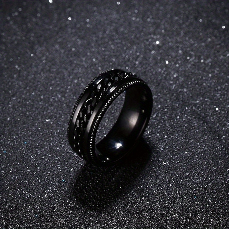 3pcs stainless steel fidget band rings for men women cool spinner rings wedding pormise band ring set 6 8mm wide Product details 2