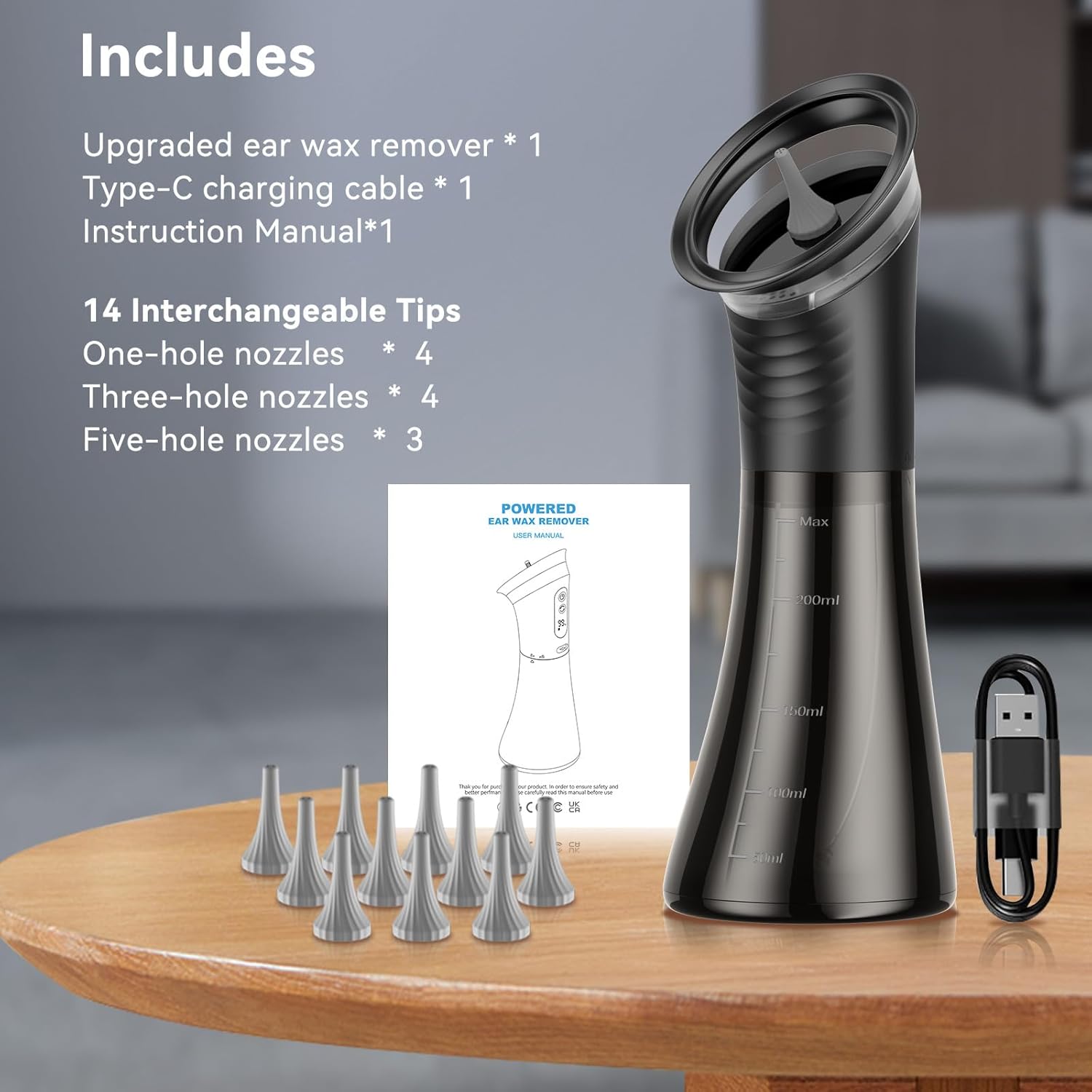 earwax removal tool with temperature sensor electric ear wax removal system pro hydraulic ear cleaner kit   usb rechargeable visual waste tank for home ear care dry dirty storage system Product details 1