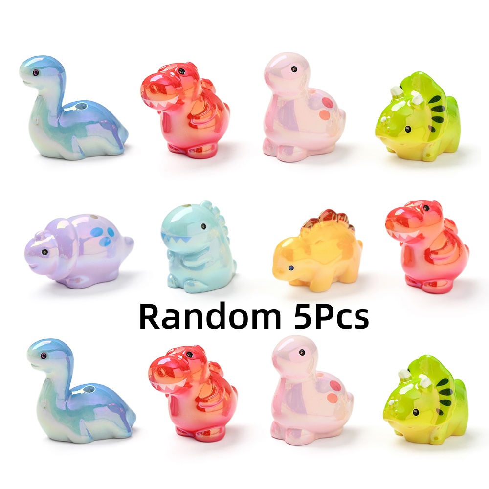 TEMU 5pcs 5pcs Pack (5pcs/5pcs) Resin Beads - Small Smooth Animal Shaped Suitable For Bead Making, Dinosaur Hedgehog Cat Beads For Diy Crafts, Hair &