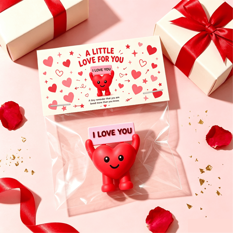 TEMU 1pc "a For You" Heart-themed Gift Set - Heart-shaped Design With Figurine; Perfect As A Surprise Gift, Desktop Ornament, Or Thoughtful Present