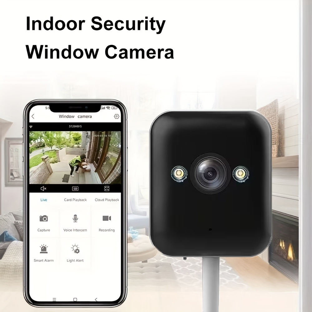 TEMU Caméra de sécurité intelligente IA, résolution Full HD 3MP, zoom 5x, vision en couleur, audio bidirectionnel, WiFi 2,4G, système de surveillance