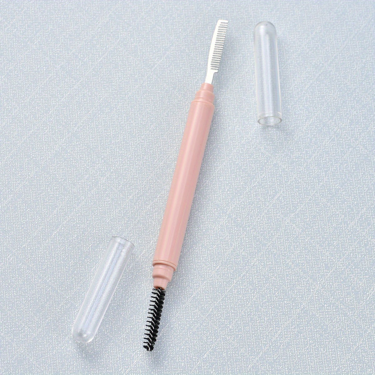 E-shop 1 Stück Doppelseitiges Wimpern- & Augenbrauen-Pflegewerkzeug - Edelstahlkamm mit Schutzabdeckung, weißer Griff, für perfekte Trennung von Brauen