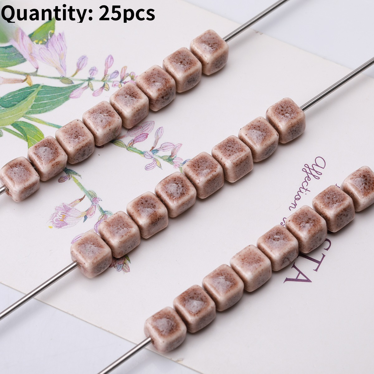 25pcs Vintage Speckled Glazed Ceramic Beads for DIY Jewellery Making