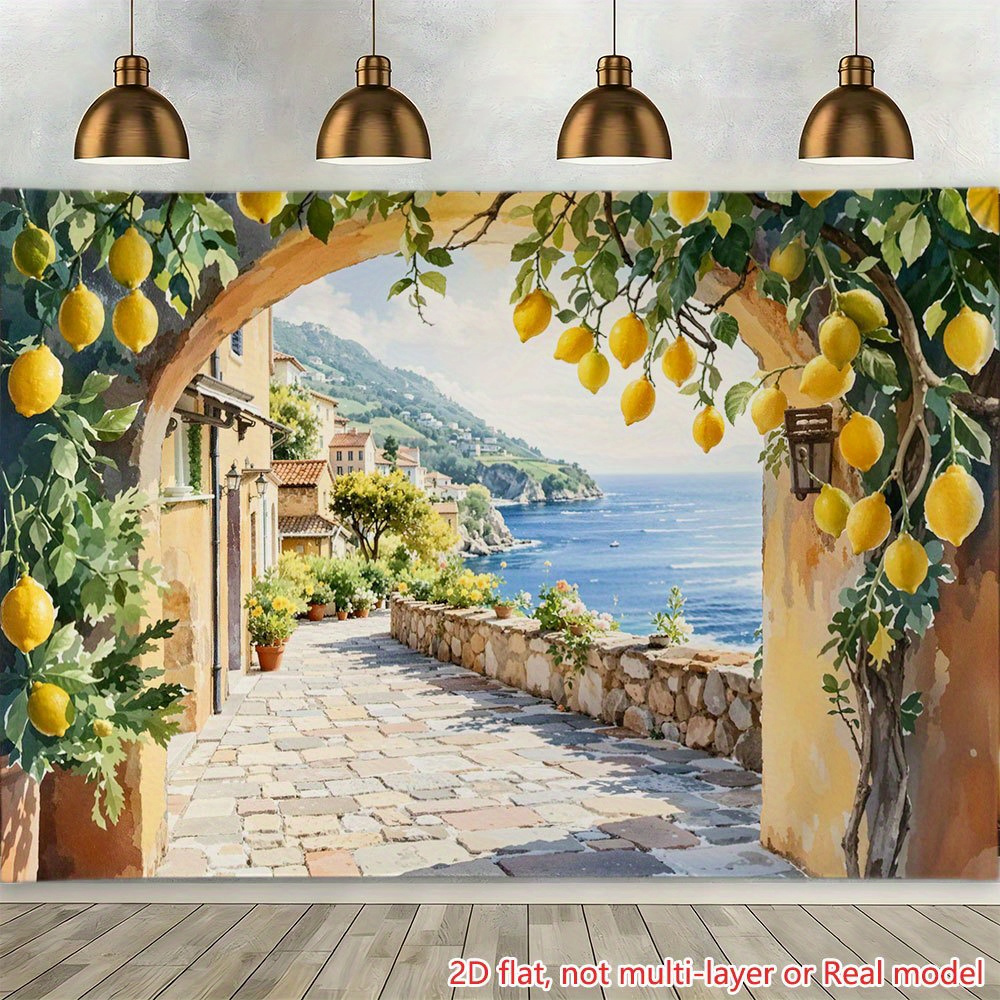 TEMU Toile de Fond Citron 2D Plate, Bannière 2D Plate , Adaptée à l'Impression, Décoration Murale pour Photographie , pour les Fêtes Photo, Photo, et