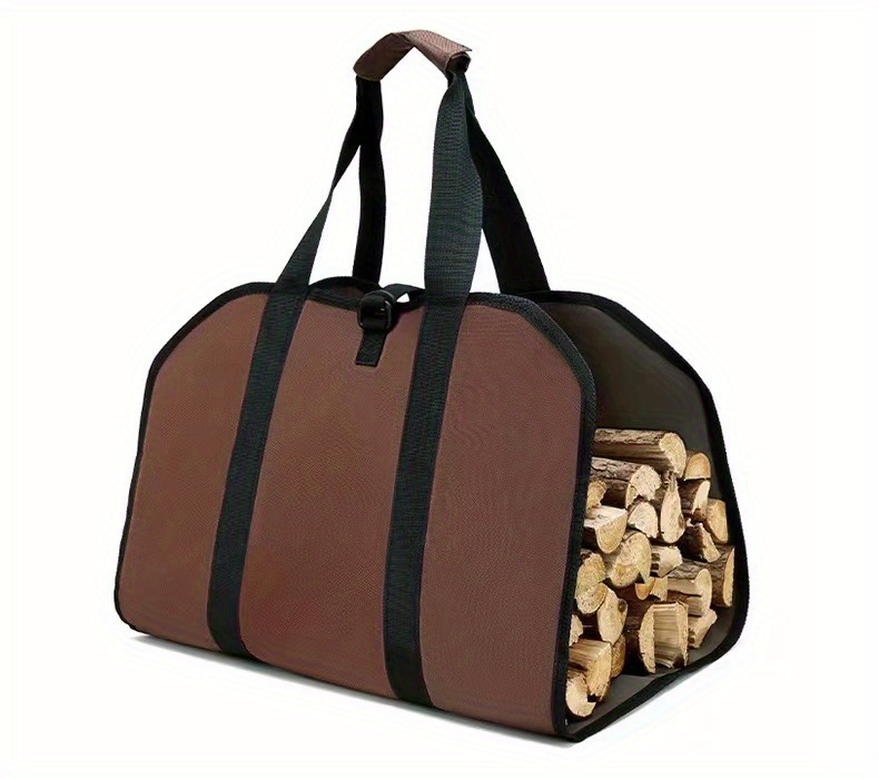 high capacity canvas firewood storage bag   log carrier for indoor outdoor campfires heavy duty organizer tote details 0