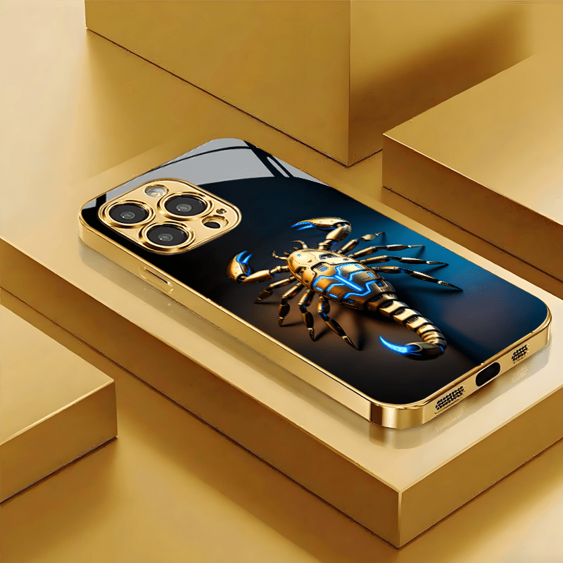 TEMU Phone Case - A High-definition, Durable, And Stylish Golden Glass Case Designed For Iphone 17, 16, 15, 14, 13, 12, And 11, Full Coverage, An