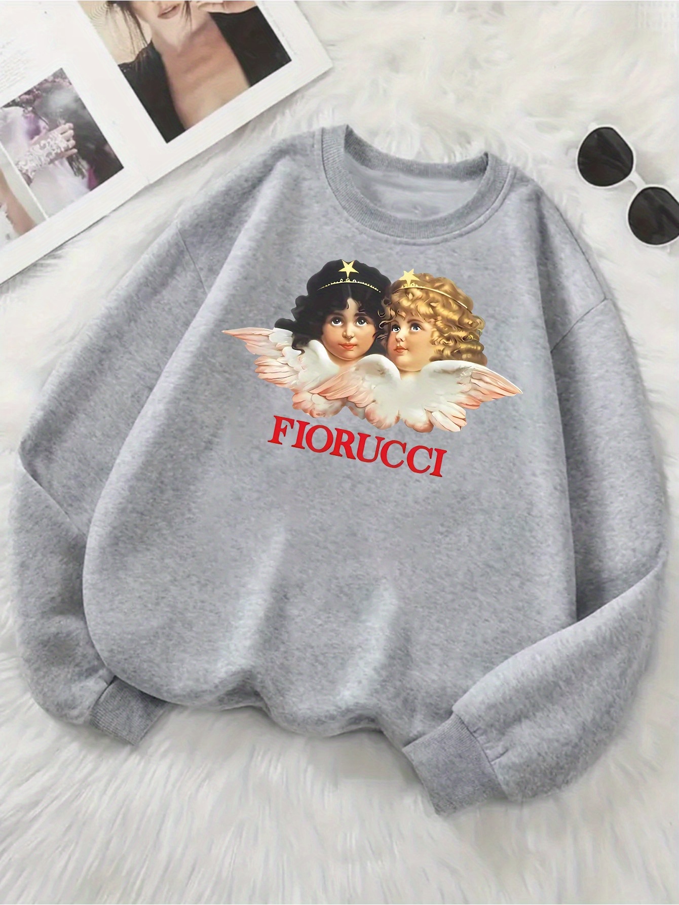 1pc womens   printed sweatshirt     design stretchy polyester round neck long sleeve pullover casual elegant sportswear for       wear machine washable top durable knitwear