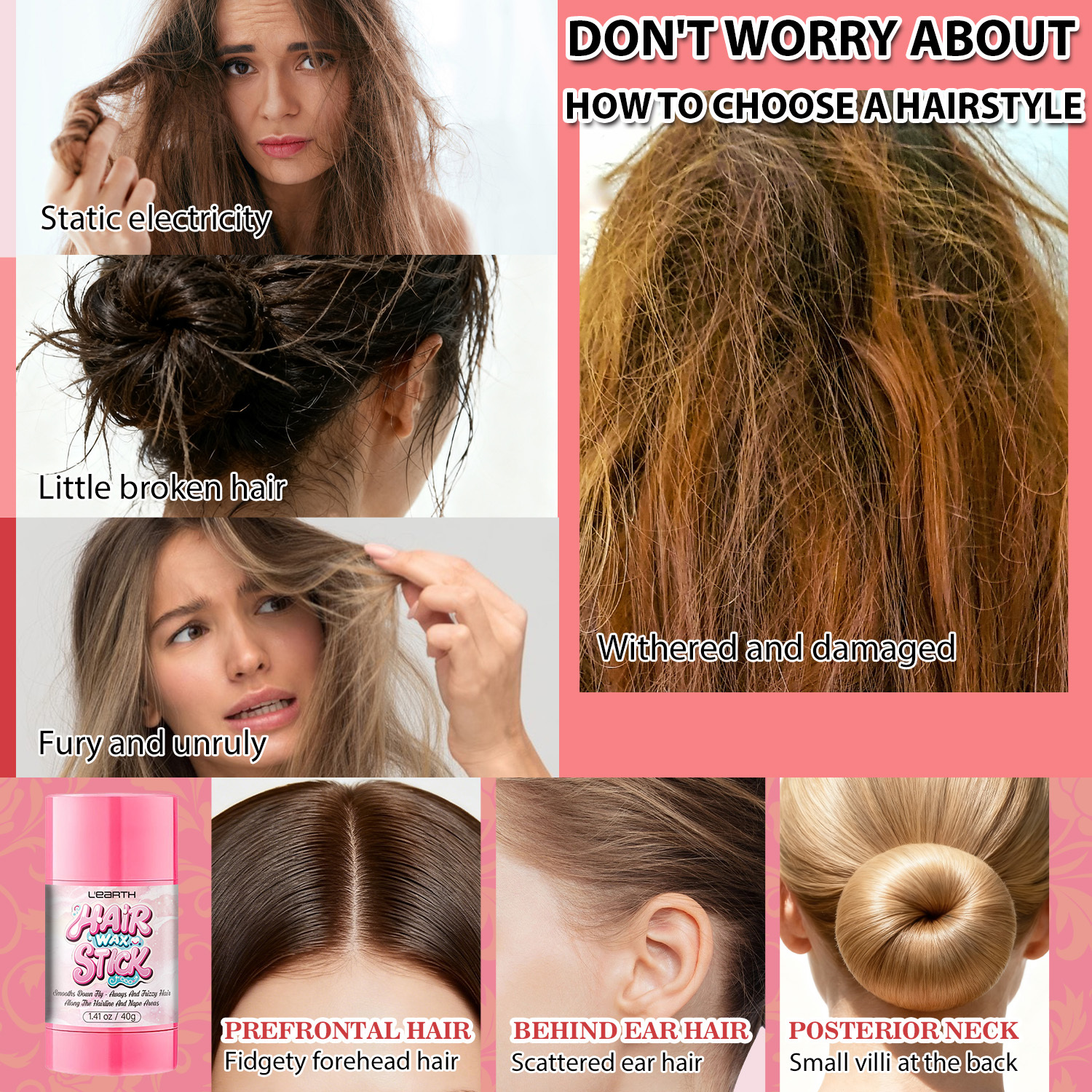 Non-Greasy 24-Hour Strong Hold Hair Wax Stick