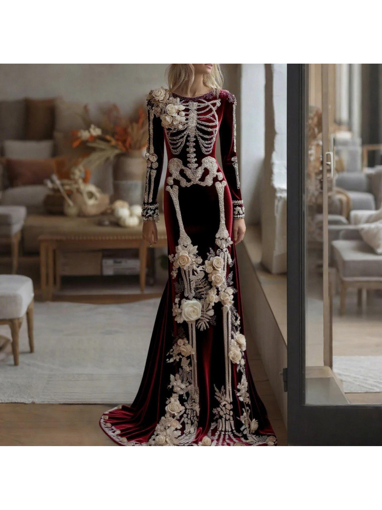 brown embroidered rose dress temu and sold on United States Pick Model:Model 3 elegant white linen dress DDRA64-3053