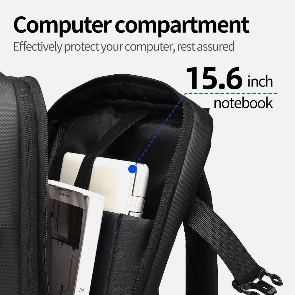 Weixier Sac à dos portable extensible - Sac à dos de voyage grande capacité avec compartiment pour ordinateur portable de 39,62 cm, sac à dos d'affaires robuste, plusieurs poches zippées, bretelles d'épaule réglables - Sac à dos extensible pour le travail, l'école, les vacances - Sac à dos unisexe pour hommes et femmes (noir), trajet quotidien, design élégant, construction durable, travailleurs de bureau, épais