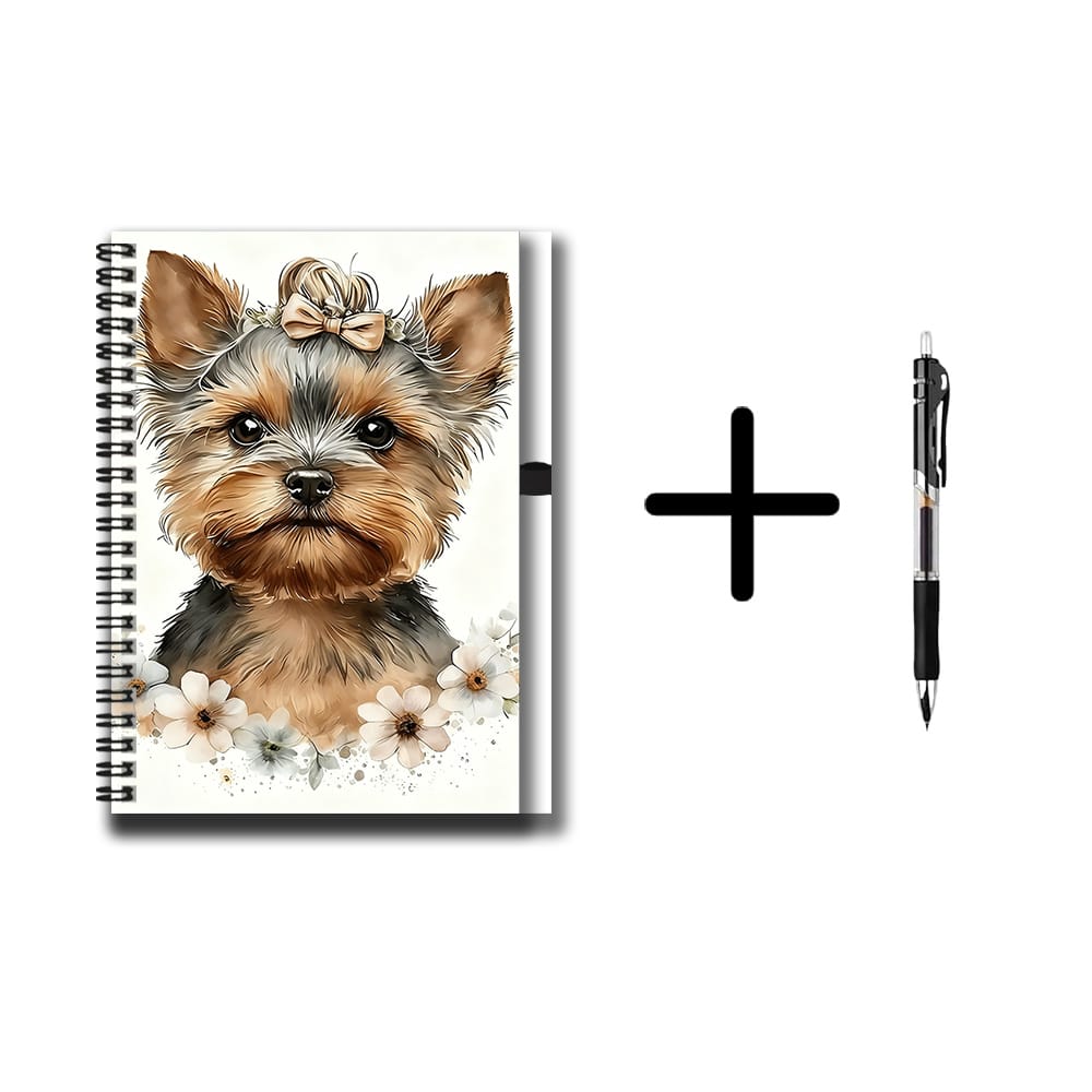 TEMU Carnet à spirale adorable sur le thème du Yorkshire Terrier avec un stylo, 100 pages de grande . Une aide pour et les , convient également pour