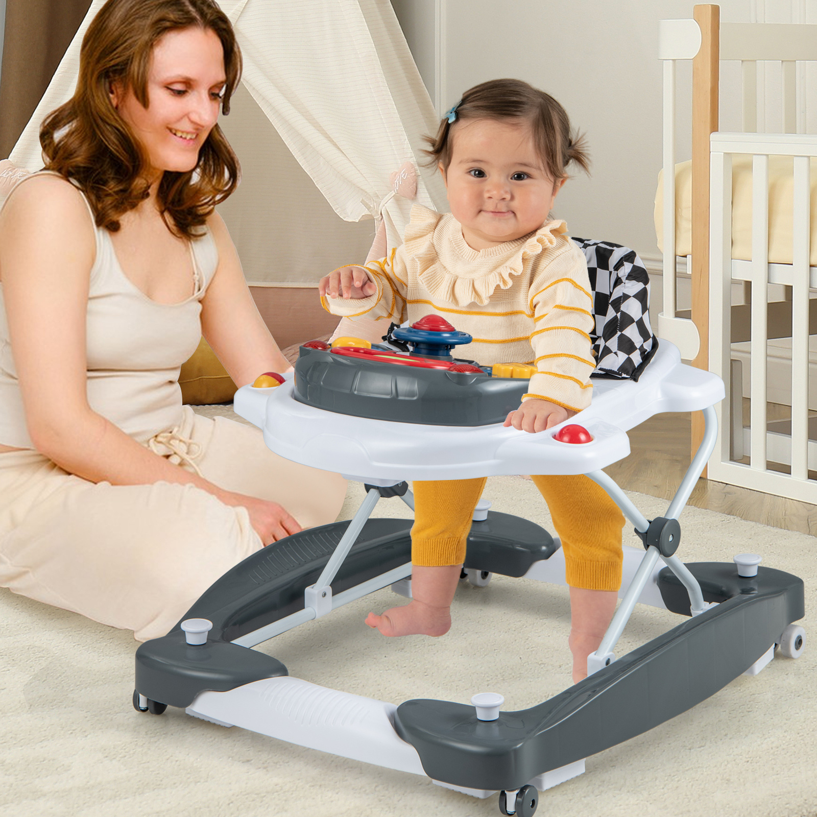 baby walker with wheels sold on Temu United States