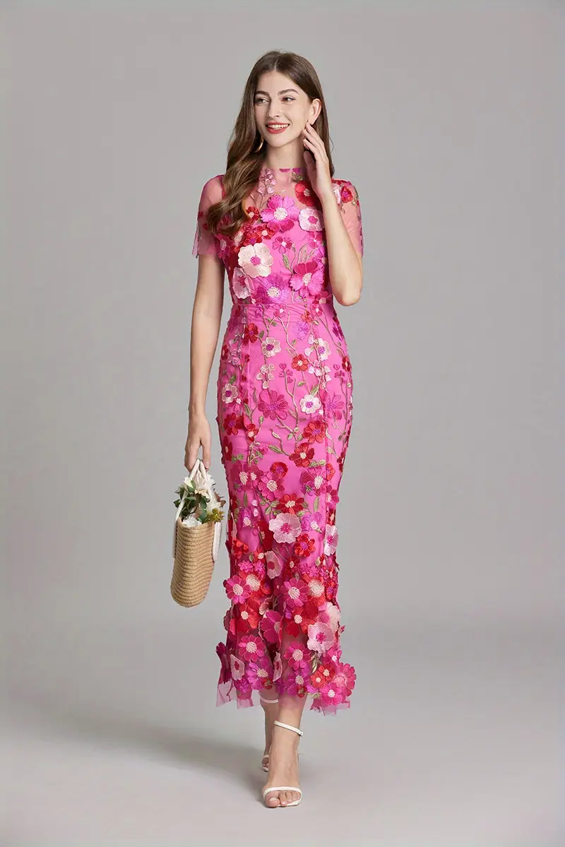 elegant heavy duty floral lace embroidered fitted mermaid long dress for women suitable for weddings and bridesmaid attire Product details 16