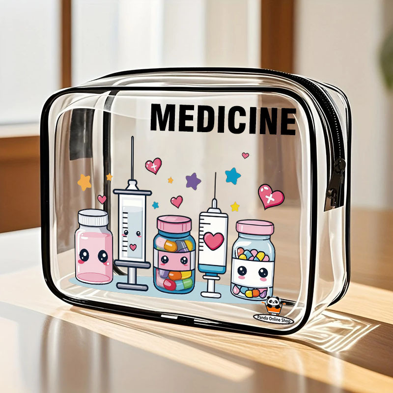 TEMU 1pc Casual Theme Large Capacity Zipper Toiletry Bag, Material - High-quality Cosmetics Organizer, Toiletry Bag, Lightweight Pvc Storage Pouch,
