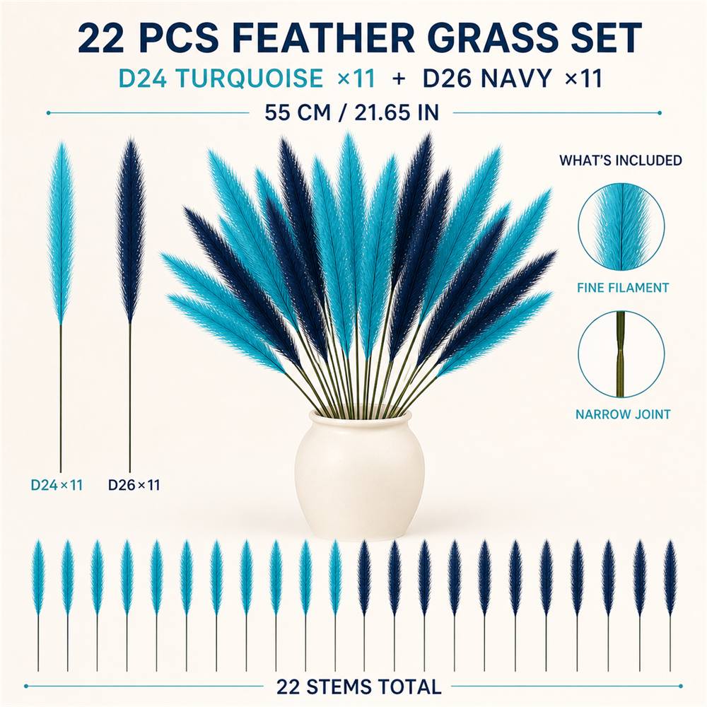 TEMU 22 pezzi di di artificiale e blu navy da 21,65 pollici | Adatta per /Ringraziamento/ e altre decorazioni per la casa festive, esposizione da
