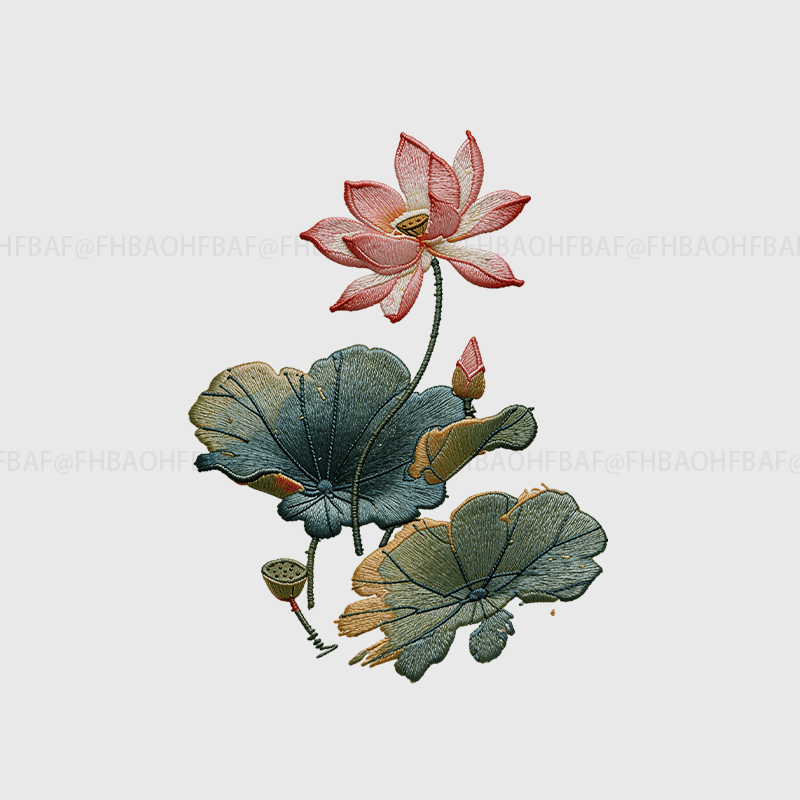TEMU 2d 1pc Chinese Style Embroidered Lotus Hot Transfer Ironing Picture, Washable, Not Easy To Fall Off, Ironed On Clothing, Bags, Home Textiles,